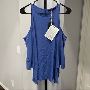 NWT Tibi Satin Cold Shoulder Blue Tunic Minimalist